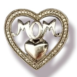 Sterling Silver Heart "MOM" Pendant
